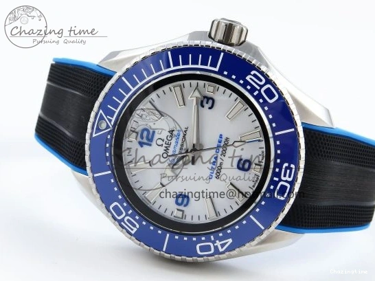 0506 SEAMASTER PLANET OCEAN 6000M ULTRA DEEP 45.5MM SS TF 1:1 BEST EDITION WHITE DIAL BLUE BEZEL ON RUBBER STRAP A SunProtective 7762
